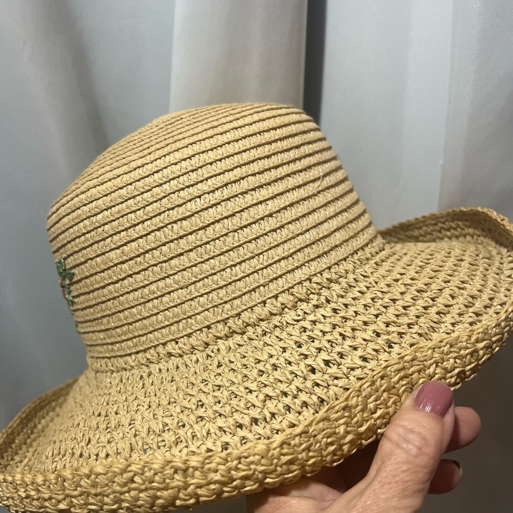 Cappelli Straworld Tan Wide-Brimmed Embroidered Hat - Picture 5 of 9
